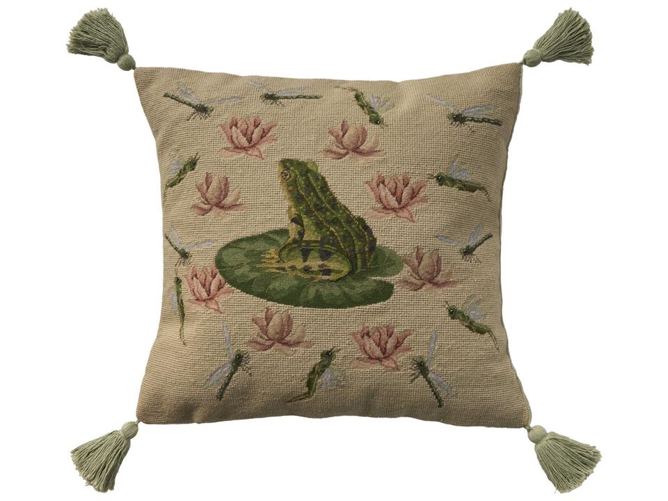 Mina Victory Vintage Frog Accent Pillow 18x18 Seafoam