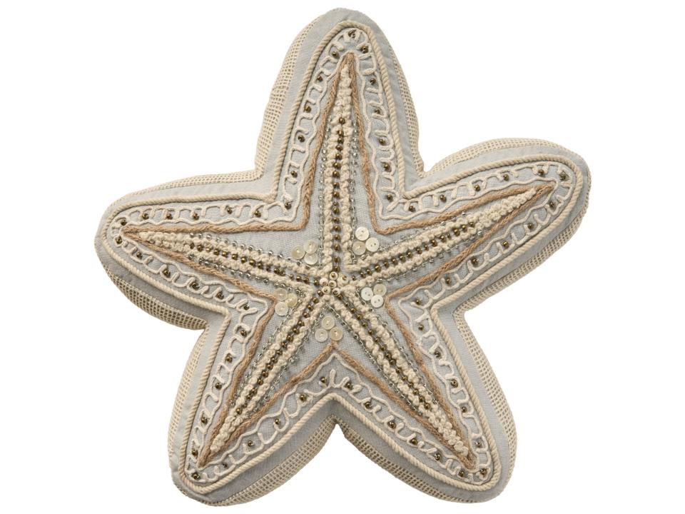 Home Mina Victory Coastal Accessories Starfish Throw Pillow Blue 15x15 Inch
