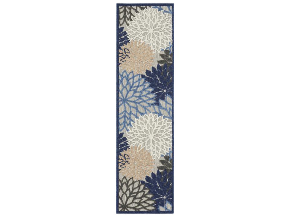 Aloha Floral Blue Multicolor Indoor Outdoor Runner Rug