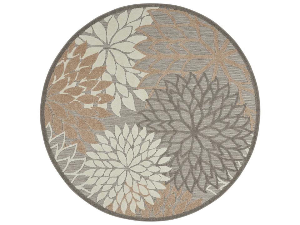 Aloha 5-Foot 3-Inch Round Indoor Outdoor Area Rug Natural Floral
