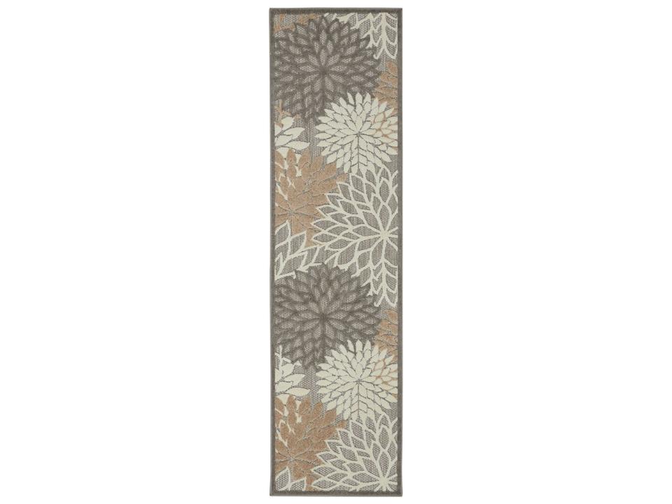 Aloha ALH05 Floral Indoor Outdoor Runner Rug Natural