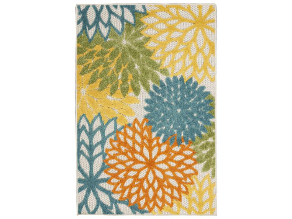 Aloha ALH05 Turquoise Multi Floral Indoor Outdoor Area Rug