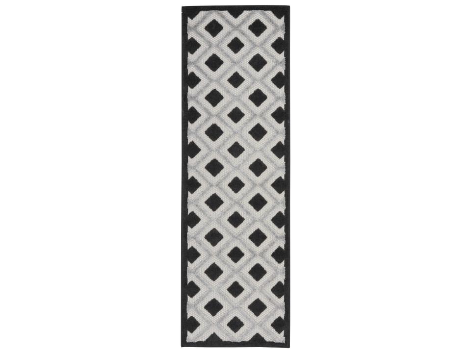 Aloha ALH26 Black White Geometric Indoor Outdoor Runner Rug