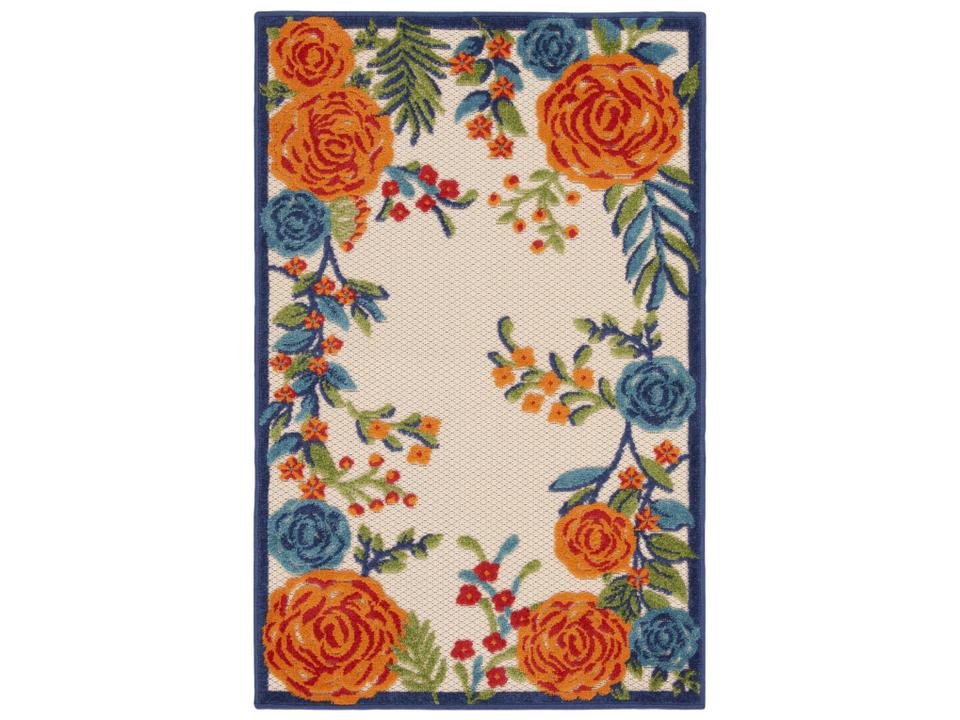 Aloha Collection Multicolor Floral Indoor Outdoor Area Rug