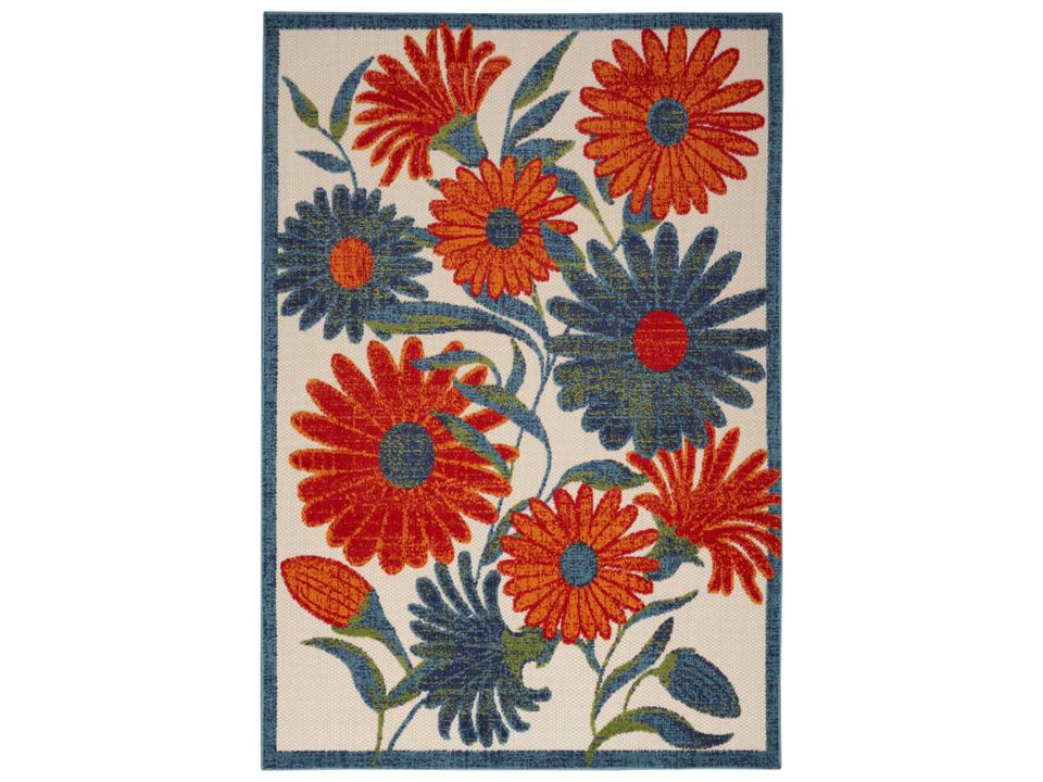 Aloha Ivory Multicolor Floral Indoor Outdoor Area Rug