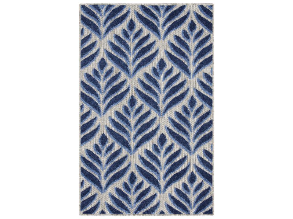Aloha Tropical Palm Leaf Indoor Outdoor Area Rug Blue