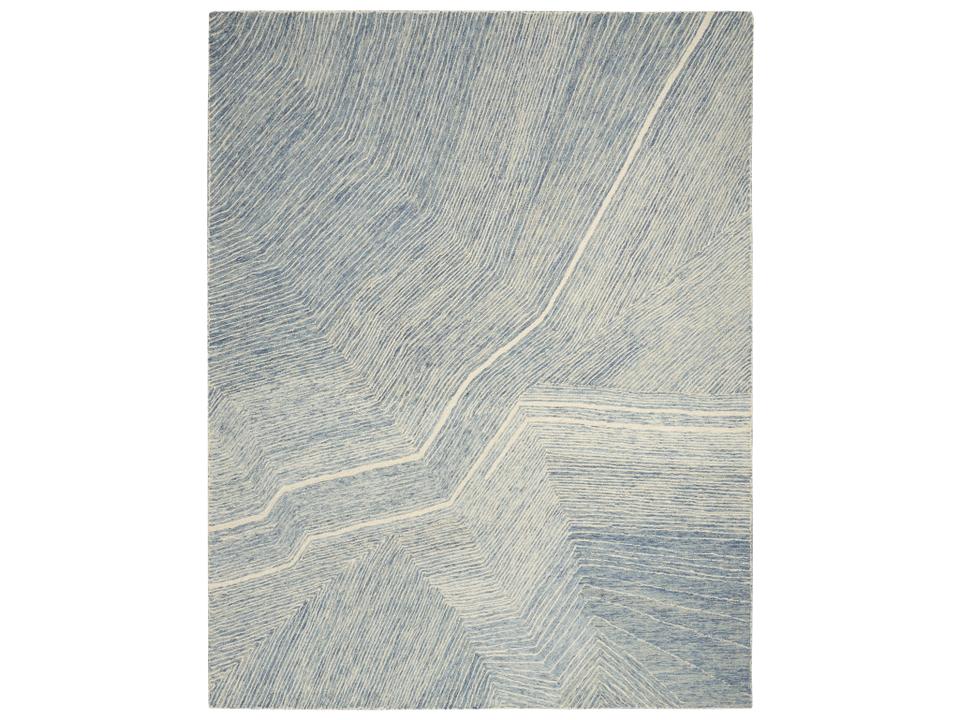 Pure Angles Hand Tufted Wool Area Rug in Ivory Blue