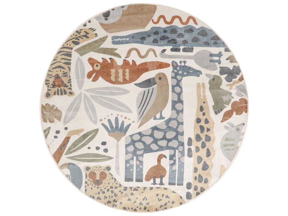 Astra Machine Washable Ivory Animal Prints Area Rug