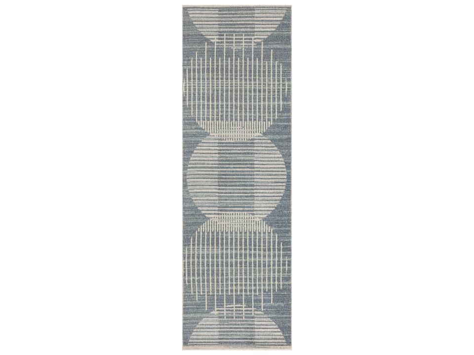 Astra Machine Washable Geometric Runner Area Rug in Blue