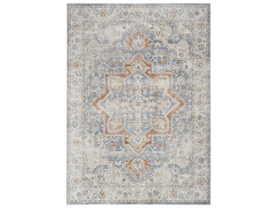 Astra Machine Washable Persian Medallion Area Rug Denim Multicolor