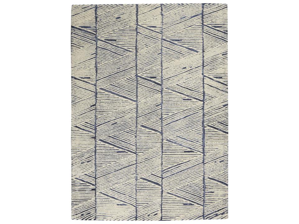 Colorado Abstract Hand-Tufted Wool Area Rug 8'3" x 11'6" White Blue
