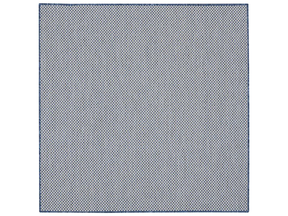 Courtyard COU01 5-Foot Square Geometric Indoor Outdoor Area Rug in Ivory Blue