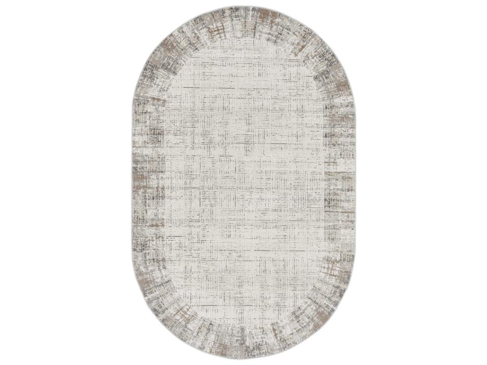 Elation Oval Abstract Ivory Grey Area Rug
