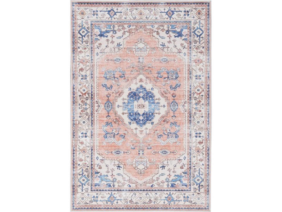 Fulton Persian Medallion Polyester Area Rug Coral
