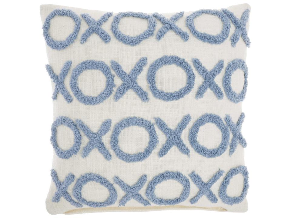 Lifestyle Ocean 18 Inch Cotton Throw Pillow with Tufted XOXO Pattern