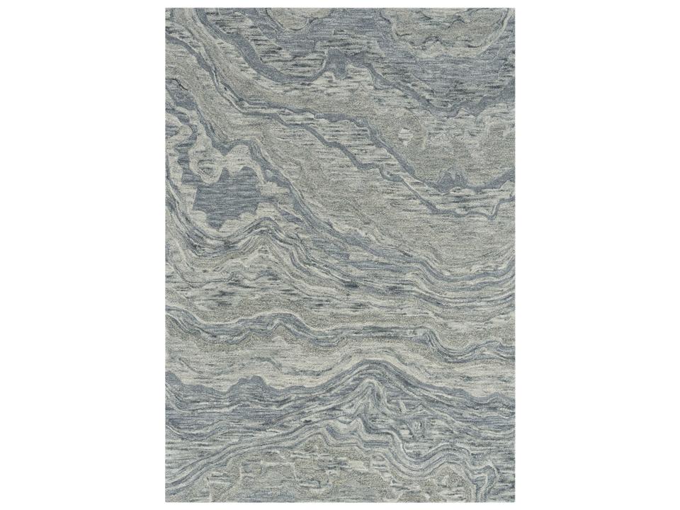 Graceful Abstract Wool Area Rug in Blue