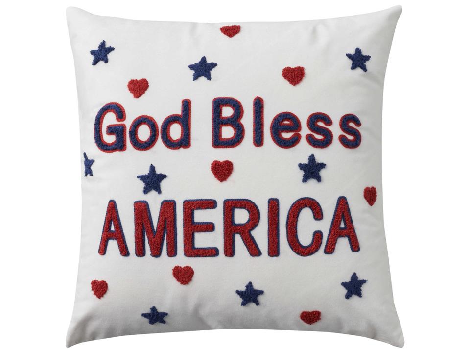 Holiday Pillows God Bless America Embroidered Accent Pillow Polyester