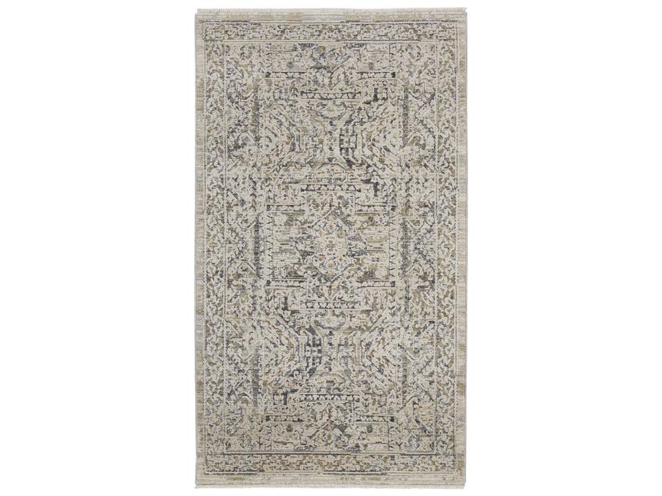 Lynx Vintage Bohemian Polyester Area Rug Ivory Grey Blue