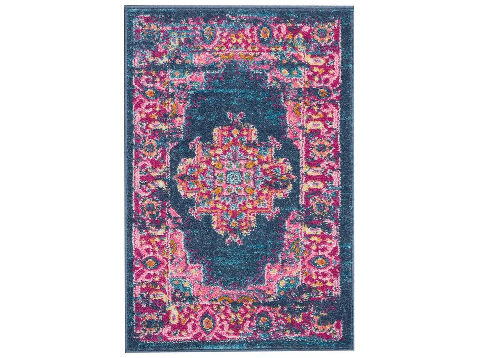 Passion Bordered Power-Loomed Area Rug in Blue
