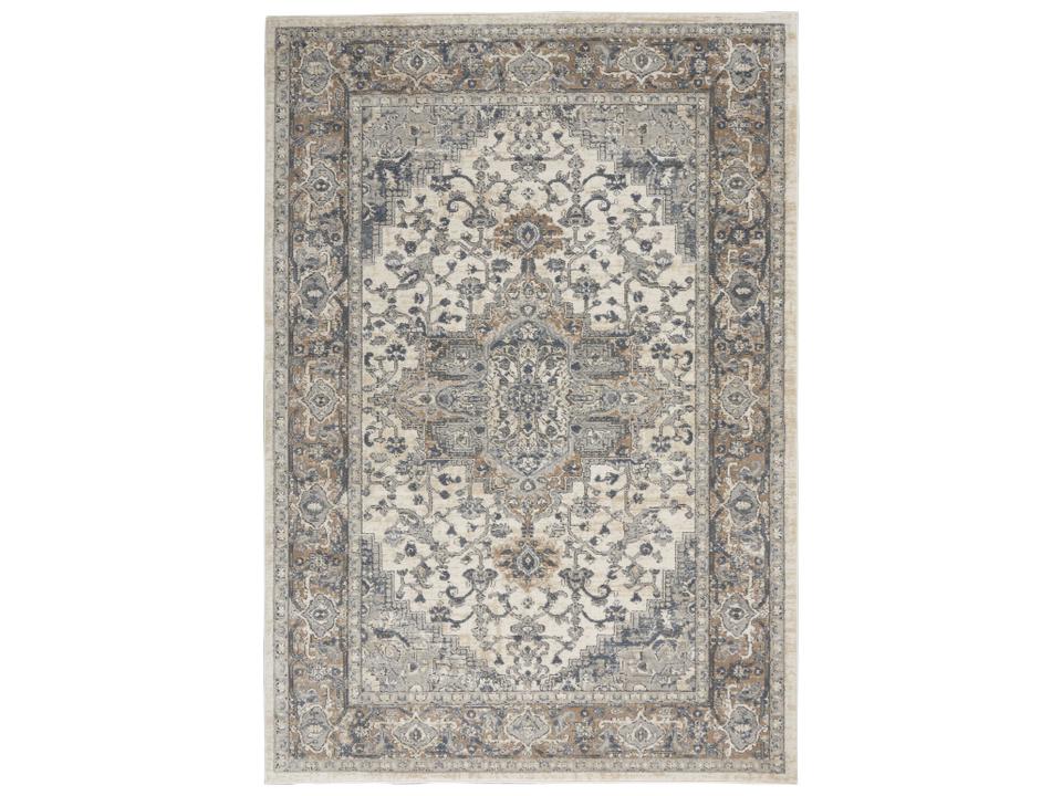 Quarry Traditional Persian Area Rug in Ivory Grey