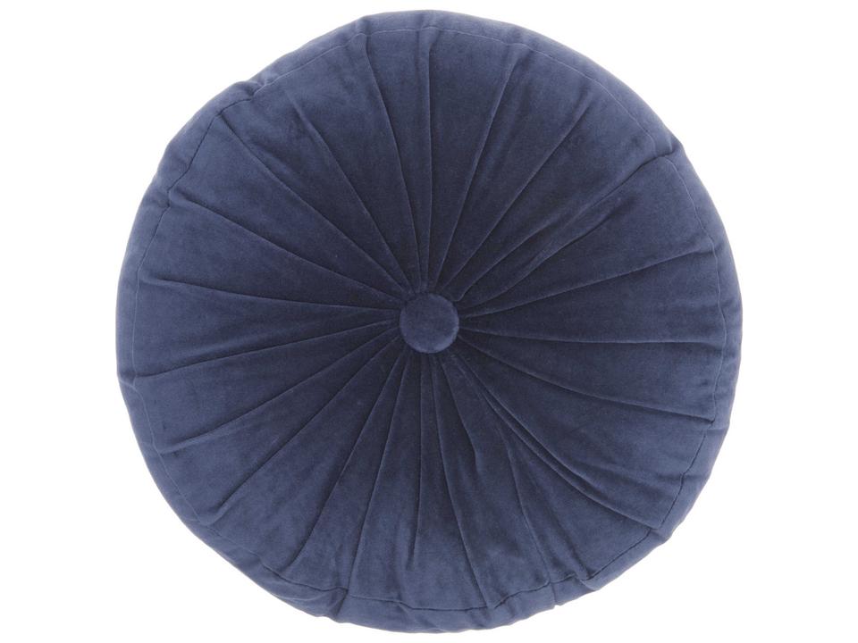 Sofia Round Ruched Velvet Throw Pillow in Navy