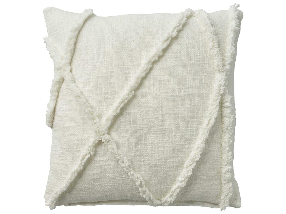 Life Styles Tufted Diamond Cotton Throw Pillow in White