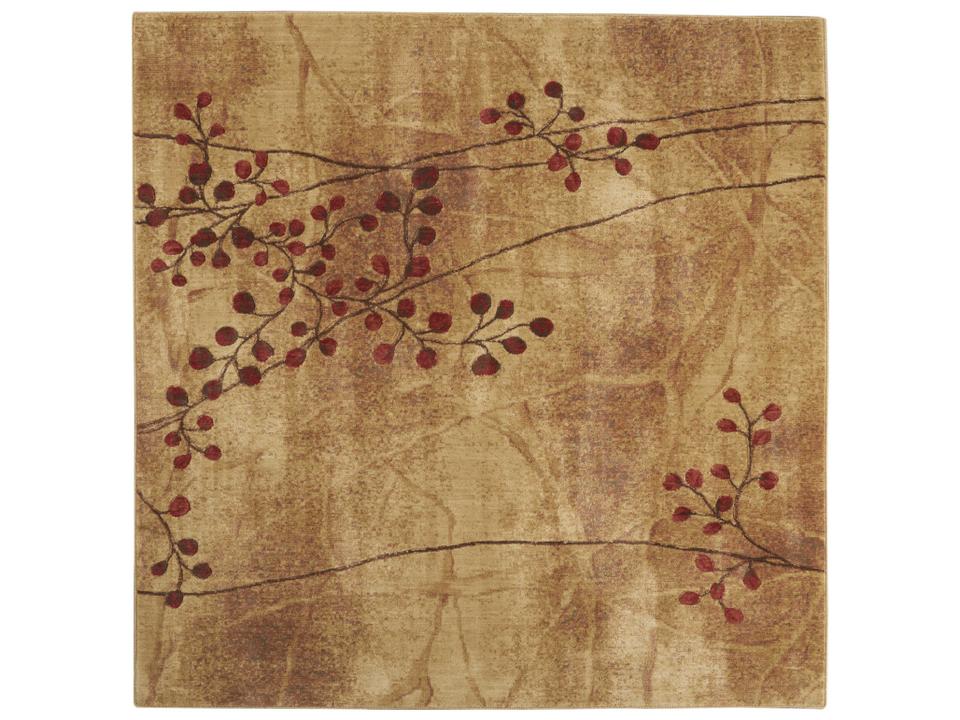 Somerset ST74 Latte Square Area Rug with Botanical Pattern