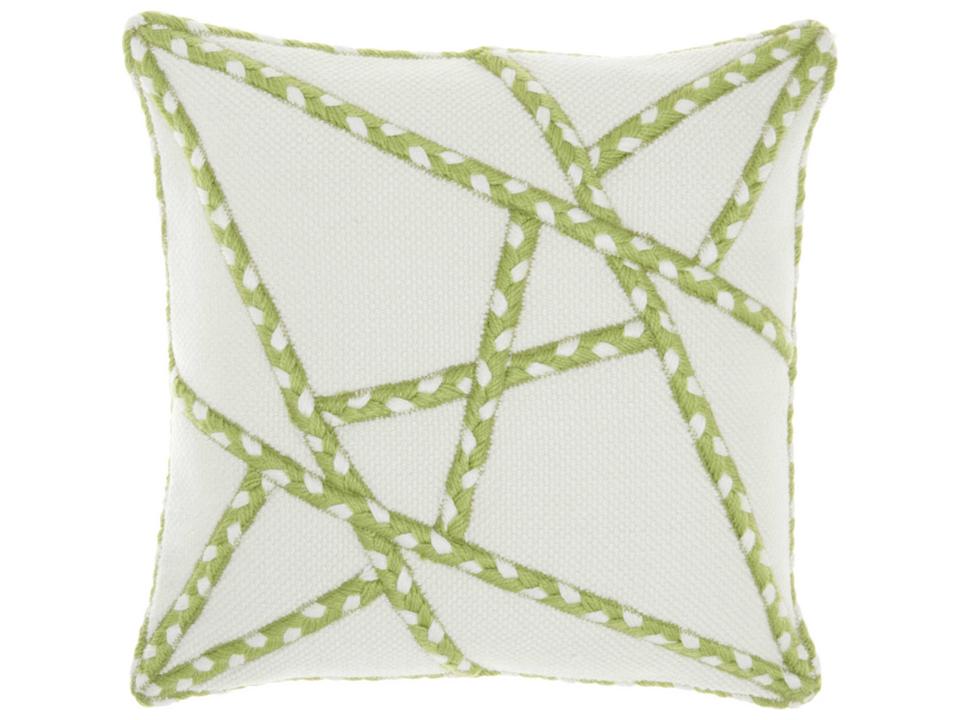 Outdoor Square Throw Pillow with Geometric Design in Green 18x18