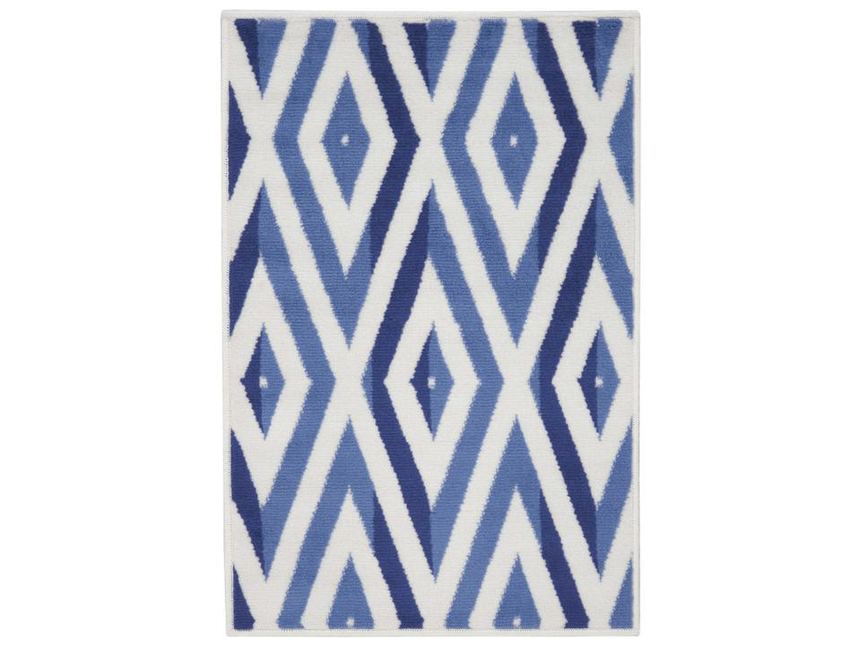 Whimsicle Concentric Diamond Area Rug in Ivory Blue