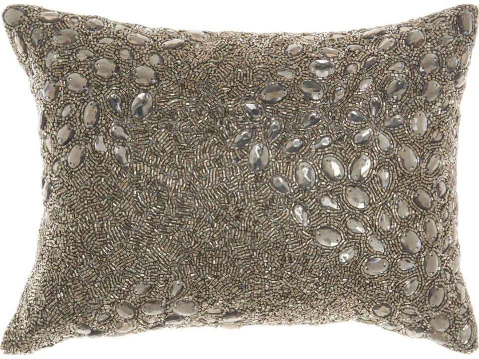 Luminescence Pewter Beaded Throw Pillow