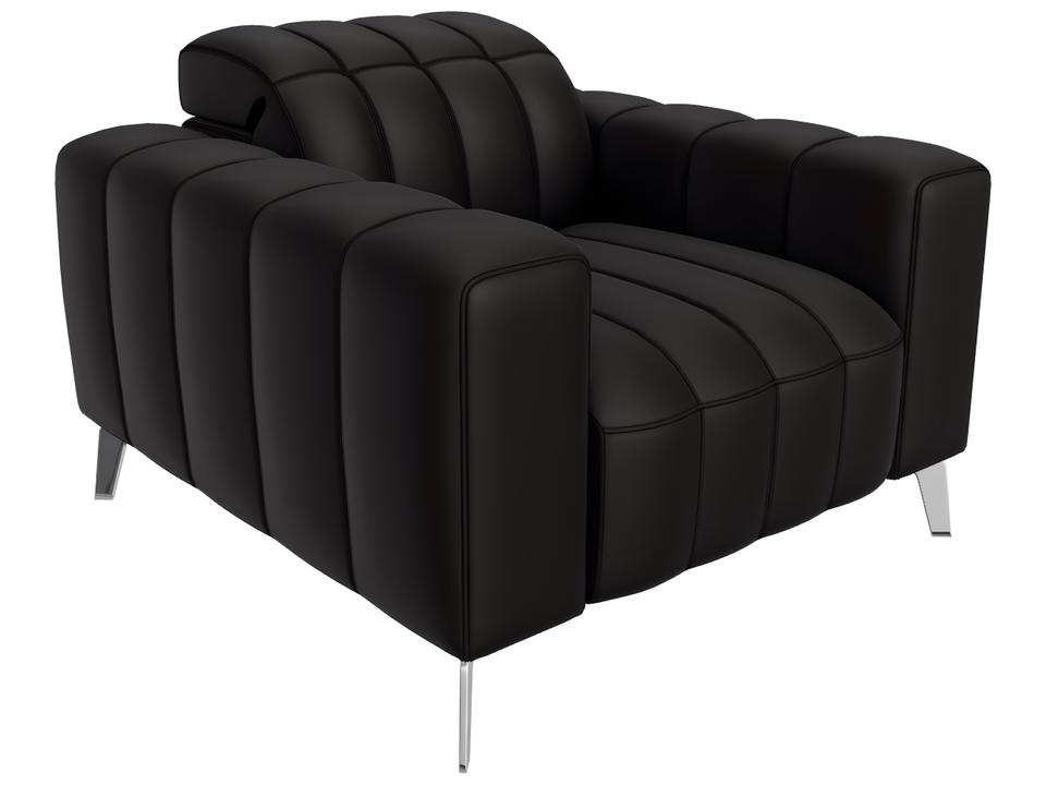 Portento Accent Chair in Leather with Metal Legs