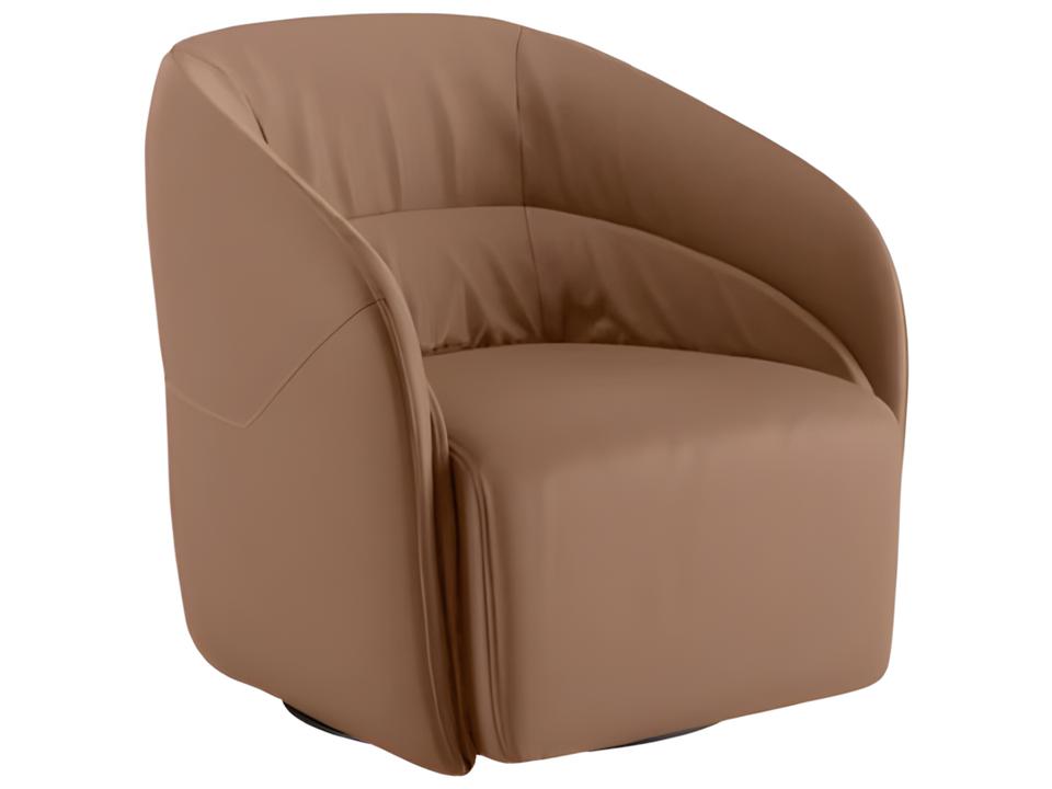 Botao Swivel Accent Chair in Matte Black Metal and Custom Upholstery