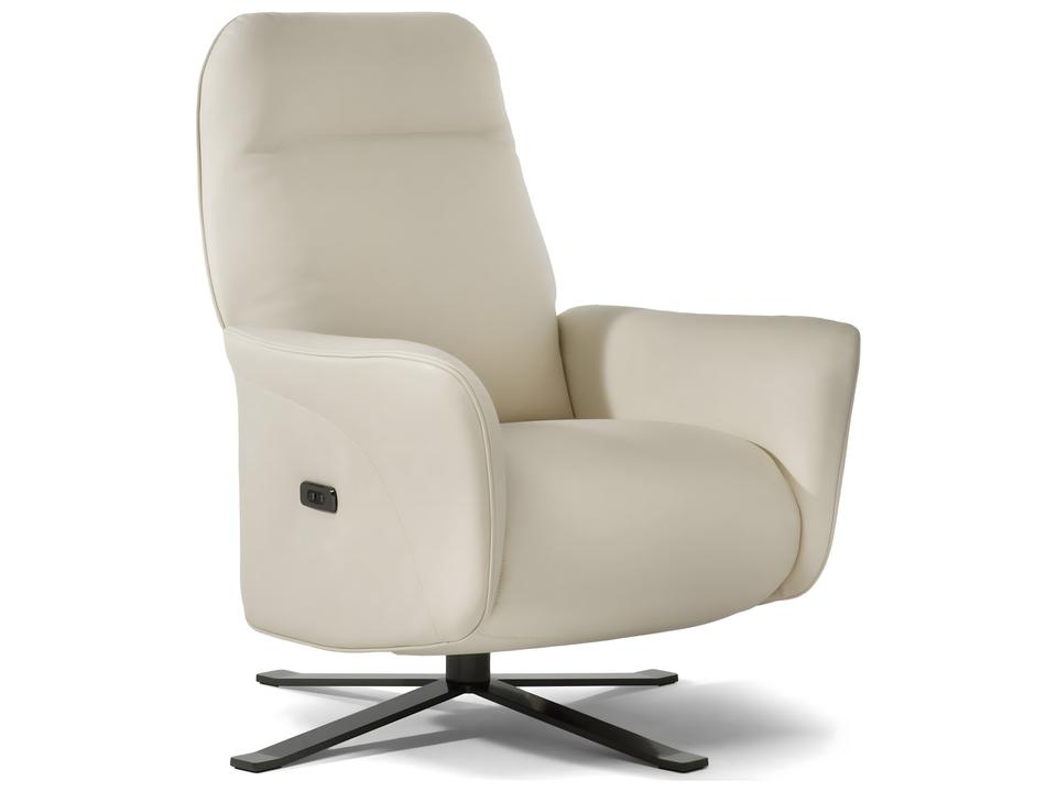 NATUZZI EDITIONS本革ラウンジチェア セージグリーンイタリアモダン Natuzzi Editions Sidney Queen Swivel Armchair with Double Power