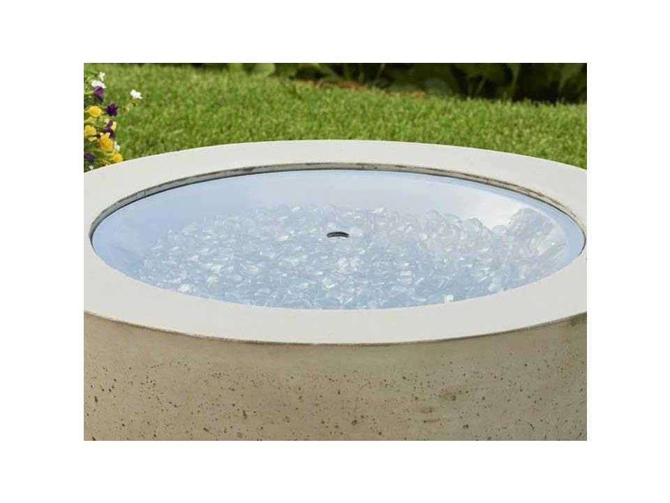 20 Inch Round Tempered Glass Fire Pit Burner Cover in Grey