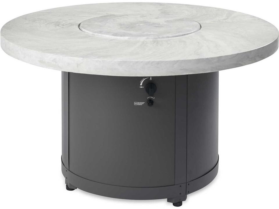 Beacon Round Gas Fire Pit Table in White Onyx