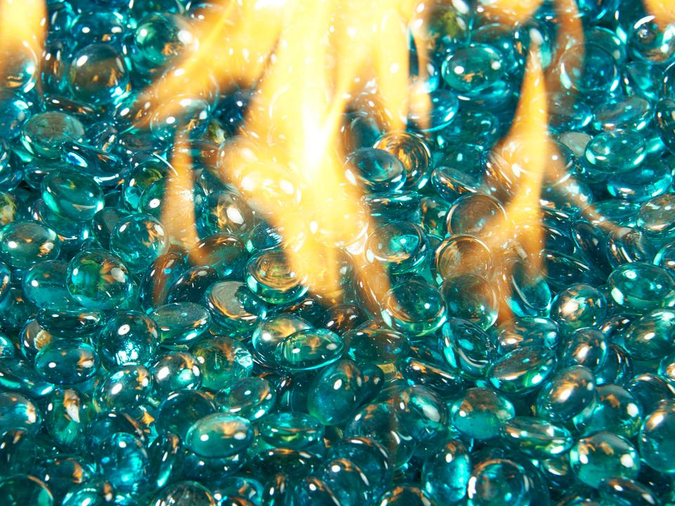 Aqua Marine Tempered Fire Glass Gems 5 lb Bag