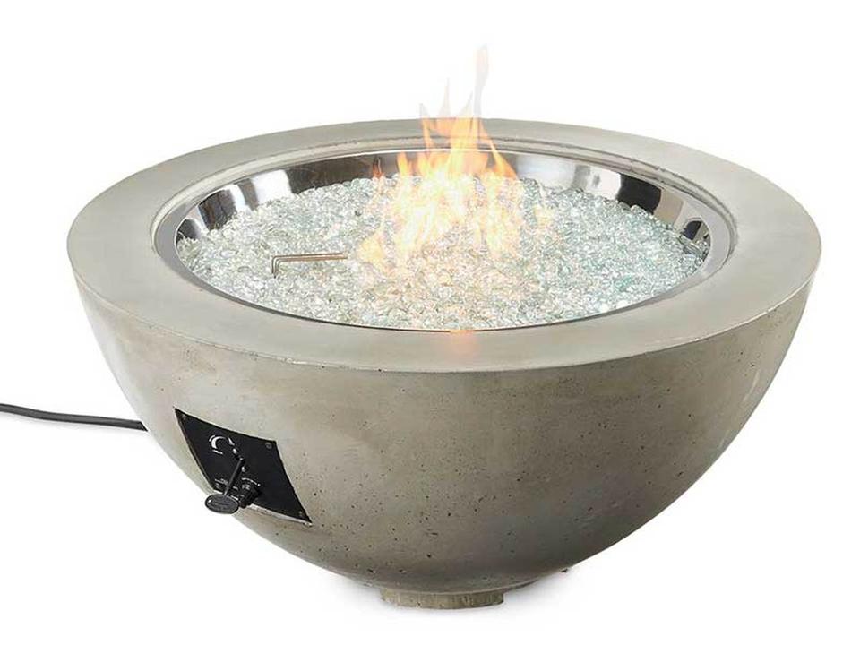 Cove 42-Inch Round Gas Fire Pit Bowl Natural Grey Concrete Direct Spark Ignition