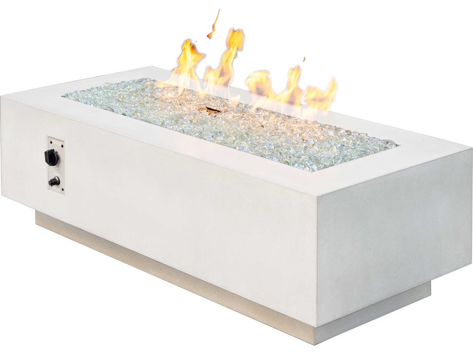 Cove White Supercast Concrete Rectangular Linear Gas Fire Pit Table