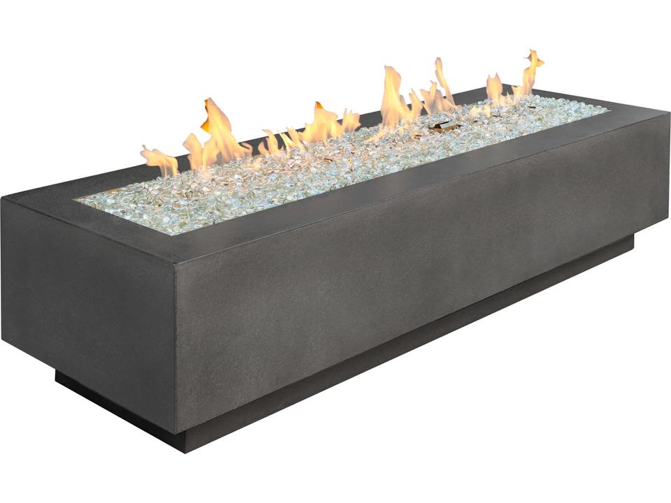 Cove Concrete Rectangular Linear Gas Fire Pit Table Midnight Mist