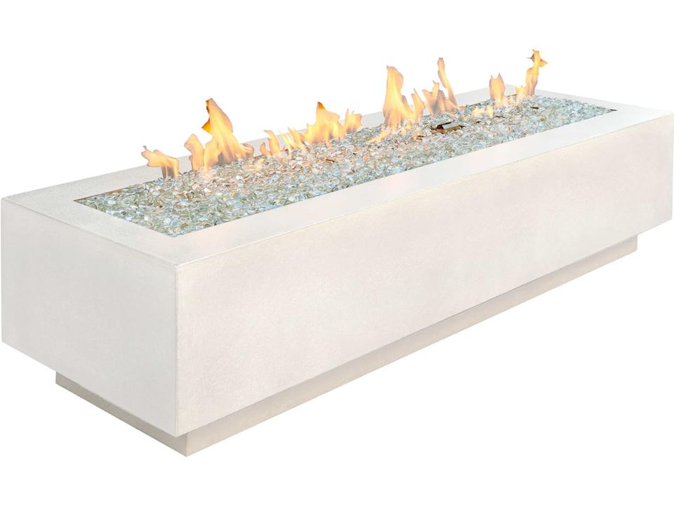 Cove White Rectangular Linear Gas Fire Pit Table