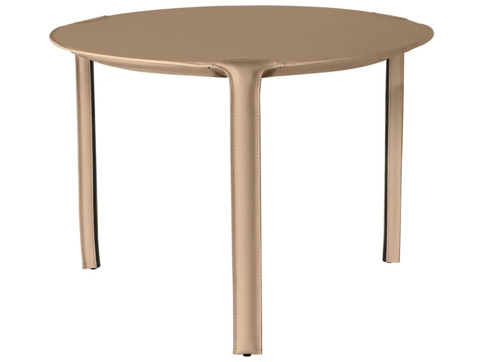 Libro Round Leather Taupe End Table