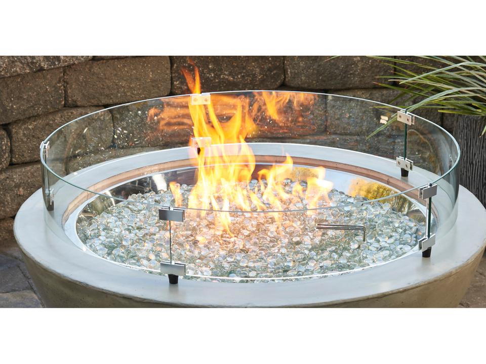 Classic Round Tempered Glass Fire Pit Wind Guard 34.5-Inch Diameter