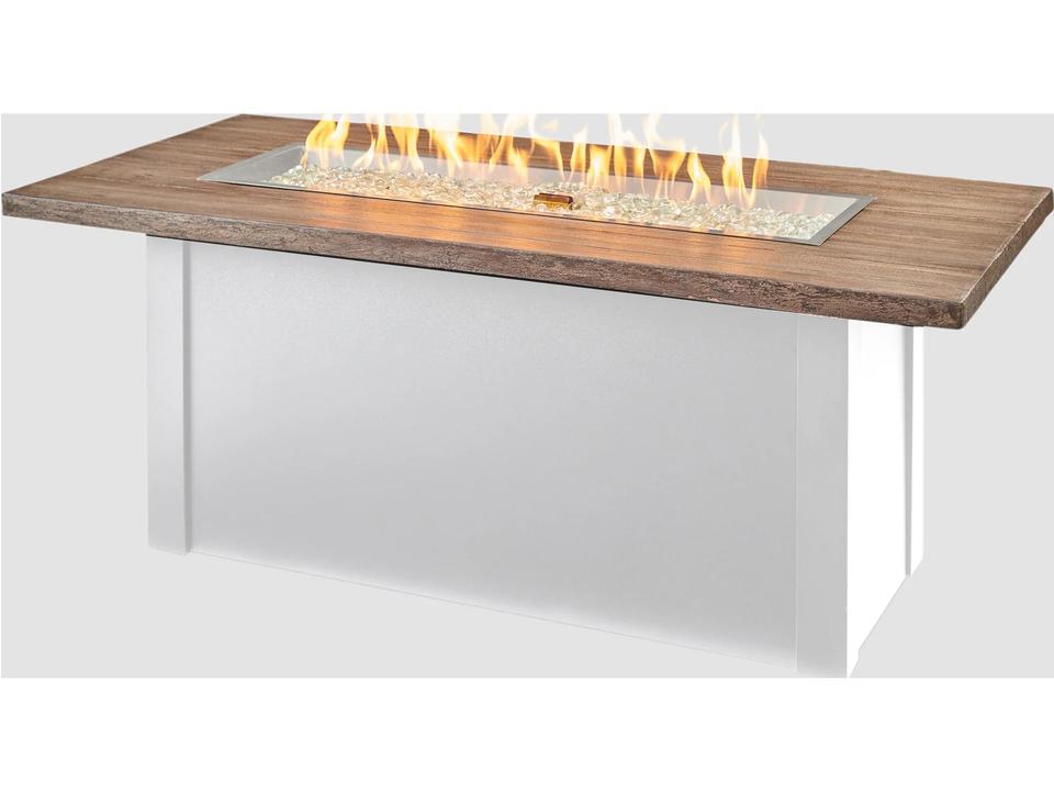 Havenwood Steel White Rectangular Driftwood Everblend Top Gas Fire Pit Table