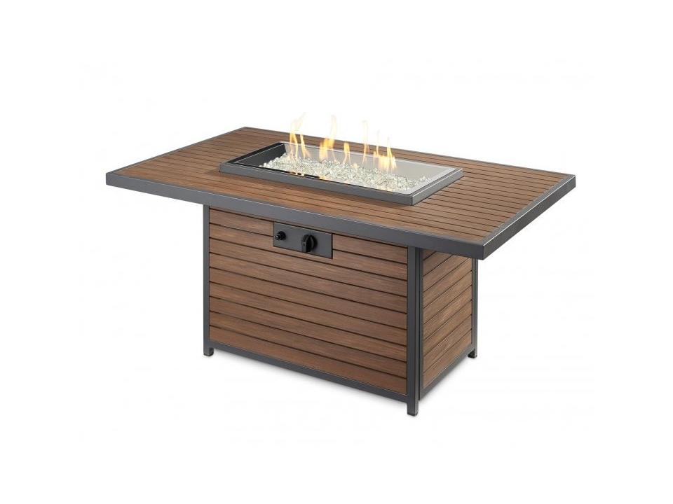 Kenwood 50-Inch Rectangle Gas Fire Pit Table in Umber Brown and Graphite Grey