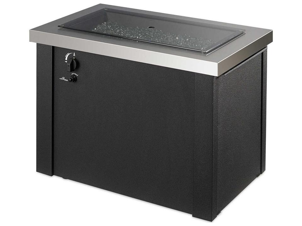 Providence Rectangular Gas Fire Pit Table Stainless Steel and Black