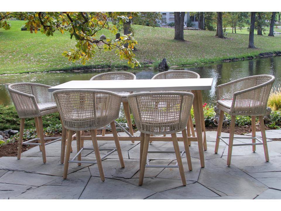 Antique Wash Wood Counter Patio Dining Set
