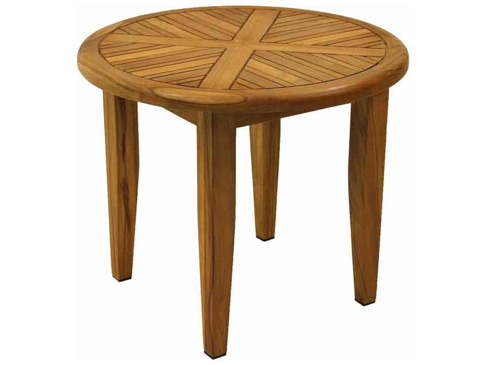Teak Round Lounging Table, 24" Dia.