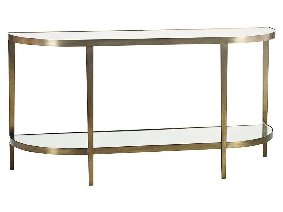 Orlando Demilune Glass Antique Brass Console Table