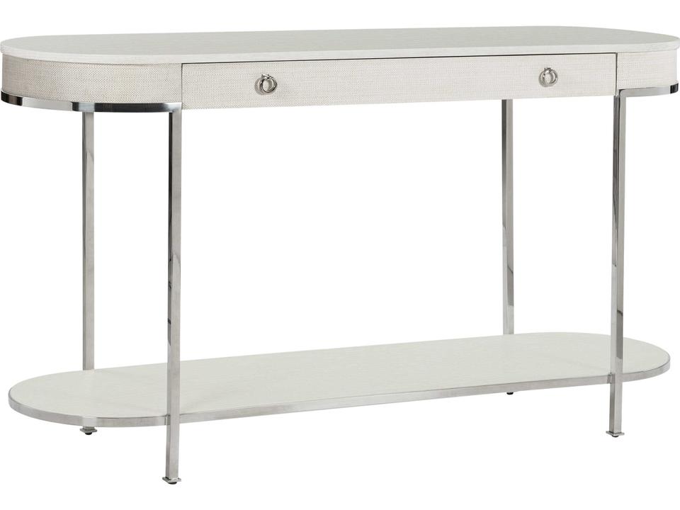 Bay Harbor Console Table in Shell Finish with Raffia and Silver Accents