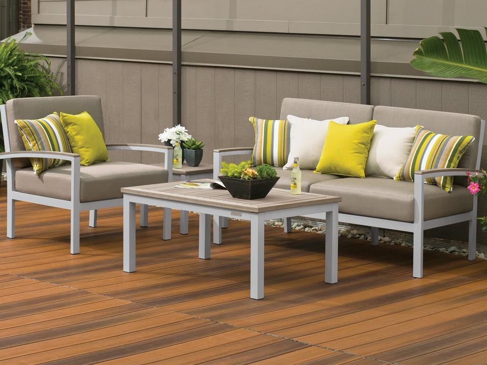 Travira 4 Piece Patio Lounge Set with Stone Cushions